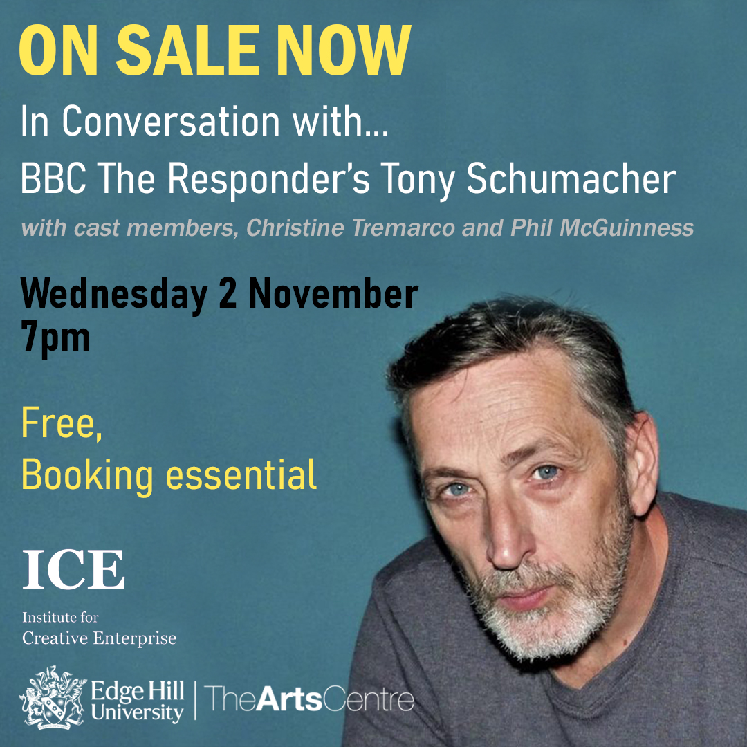 After working his way around the world as a roofer, jeweller, bouncer, and a binman, Tony Schumacher returned to Liverpool to become a response policeman. Now, join us to delve into Schumacher’s life before and since his hit BBC drama The Responder earlier this year. @edgehillice