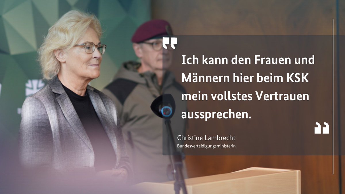 Schlüsselfähigkeit des #KSK ist es frühzeitig an Informationen zu gelangen – so können schnell Gegenmaßnahmen getroffen und strategisch wichtige Ziele erreicht werden. Dieses Kernelement stellt Verteidigungsministerin Lambrecht bei ihrem heutigen Besuch in #Calw heraus.