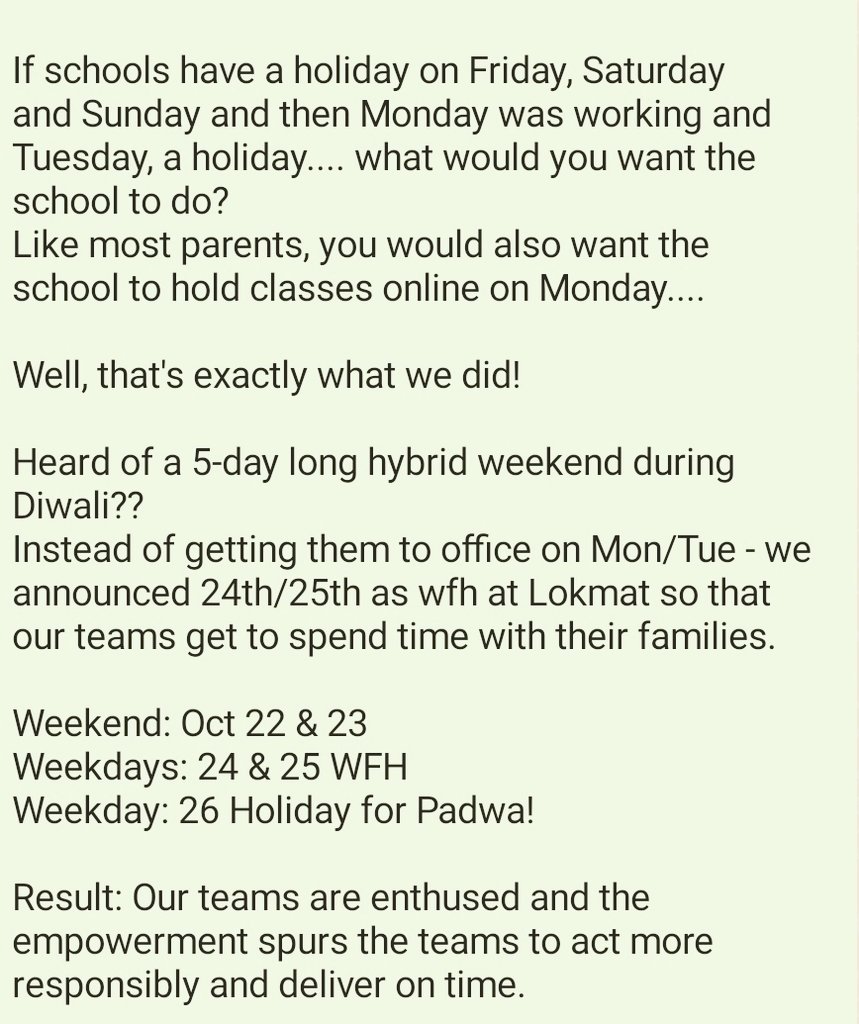 rishidarda's tweet photo. If schools have a holiday on Fri, Sat &amp; Sun... then Mon was working &amp; Tues, a holiday.... what would you want the school to do?
Like most parents, you would also want the school to hold classes online on Monday....
Well, that's exactly what we did at @lokmat
#HappyDiwali https://t.co/TYDVsoJCae