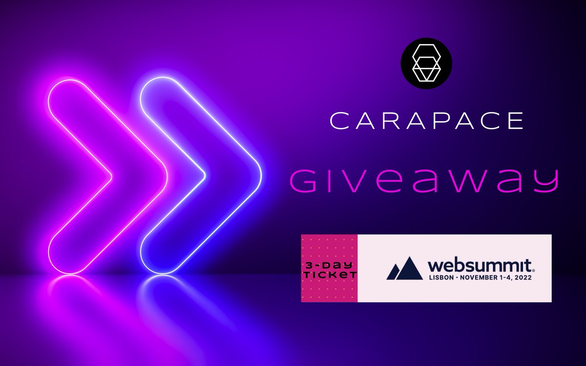 CarapaceDapp's tweet photo. 🏆 🎉 #Giveaway !!! 🎁 
🆓 3-day ticket 🎫 exclusive NFTs 💎 cool swag 👕🧢

To celebrate our stand at #Websummit we are sharing our joy with the community 👯

Rules 👇
1⃣ Like
2⃣ Retweet
3⃣ Follow @CarapaceDapp 
4⃣ Create a Smart Vault at https://t.co/iQ8MYMEb8C

⌛️7 days https://t.co/E0QQvnv08r