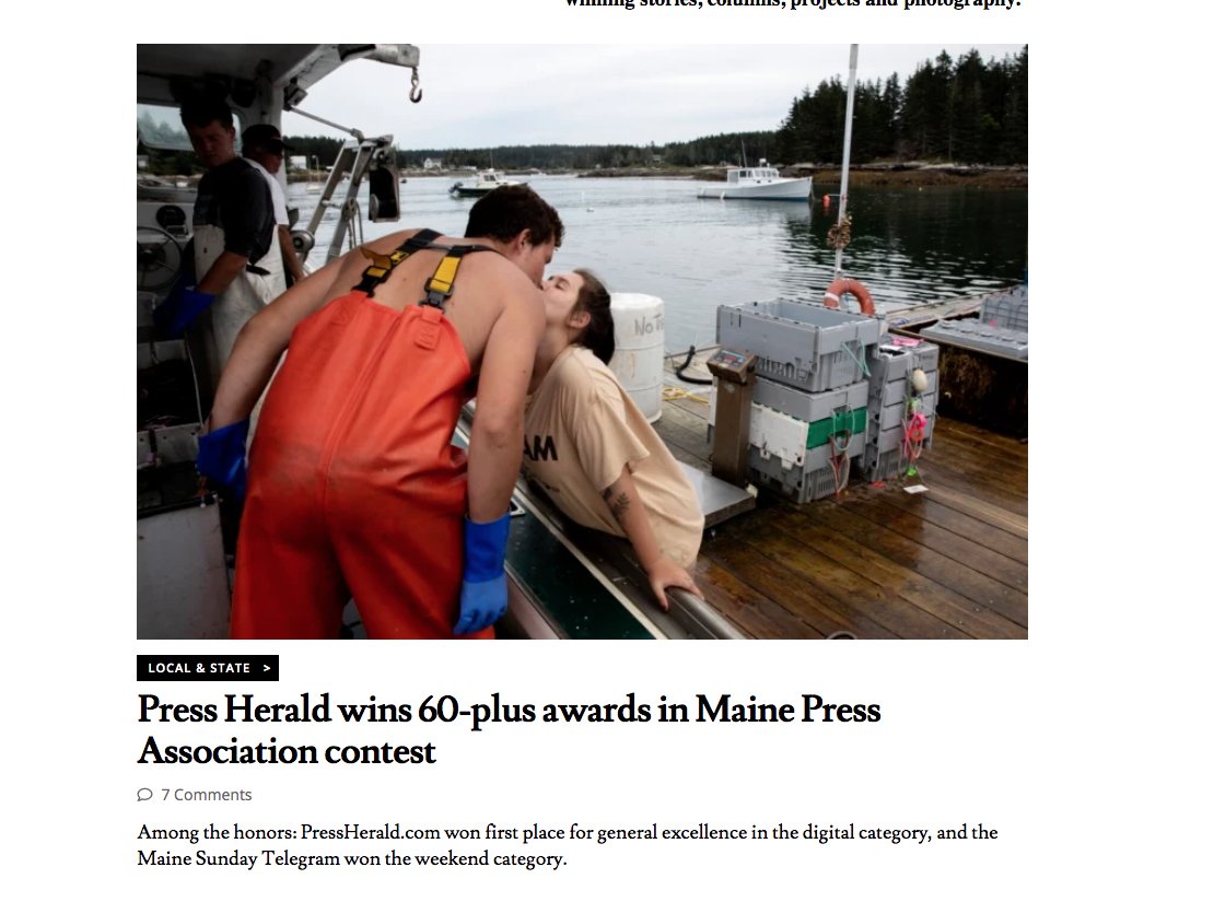 We won 1st place for digital presentation at the MPA awards, and these people deserve some recognition: Our editor <a href="/katherine_lee1/">Katherine Lee 🦞</a> most of all, but also <a href="/CarolMSemple/">Carol Semple</a>, @mfultcom, <a href="/kbeaudoinPPH/">Karen Beaudoin</a>, @JoshLinehanPPH, <a href="/enitschke/">Erica Nitschke</a>,  <a href="/DariAlpi/">Dari Alpi 🦞</a> and @ambs1876.

pressherald.com/mpa-awards-202…