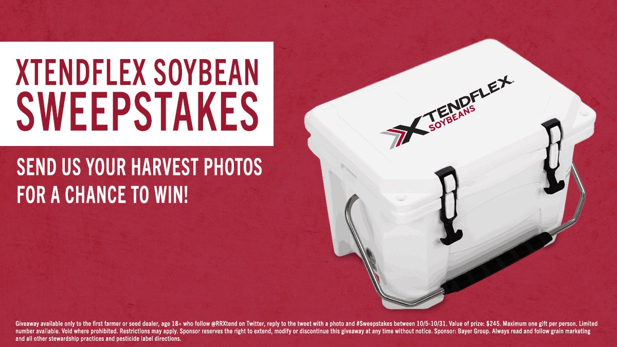 RRXtend's tweet photo. #AgTwitter, do you want a #Xtendflex cooler? For our #XFsoy sweepstakes, you can enter for a chance to win one! It’s simple, here’s how:
1. 👉 Follow @RRXtend
2. 🔁 Retweet this post
3. 📸 Reply here with your #harvest22 photo using #sweepstakes https://t.co/WuzFHM2xZ1