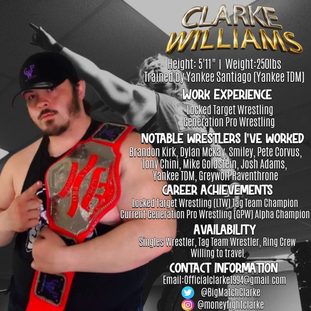 BigMatchClarke's tweet photo. Available for bookings for the remainder of 2022. Here are the dates: 

November 5, 19
December 10,17

DM me or email at officialclarke1994@gmail.com https://t.co/sQdwvzYRLy