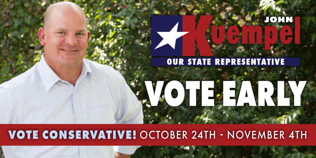 Vote for John Kuempel and all candidates who will fight for our values... ✅ Secure the Border ✅ Cut Property Taxes ✅ Stop the Crime Wave ✅ Fully Fund Schools