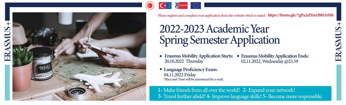 Erasmus Office of Antalya Bilim University (@abu_ipo) on Twitter photo 2022-2023 Akademik Yılı Bahar Dönemi Öğrenim Hareketliliği Başvuruları Açıldı! Başvuru adresi değişti. Lütfen başvurmak için aşağıdaki linke tıklayınız.
forms.gle/7gPa2zJYm1B8S3… adresinden 20 Ekim 2022 – 2 Kasım 2022 tarihleri arasında başvuru formunu eksiksiz doldurmalısınız. 2022-2023 Akademik Yılı Bahar Dönemi Öğrenim Hareketliliği Başvuruları Açıldı! Başvuru adresi değişti. Lütfen başvurmak için aşağıdaki linke tıklayınız.
forms.gle/7gPa2zJYm1B8S3… adresinden 20 Ekim 2022 – 2 Kasım 2022 tarihleri arasında başvuru formunu eksiksiz doldurmalısınız.