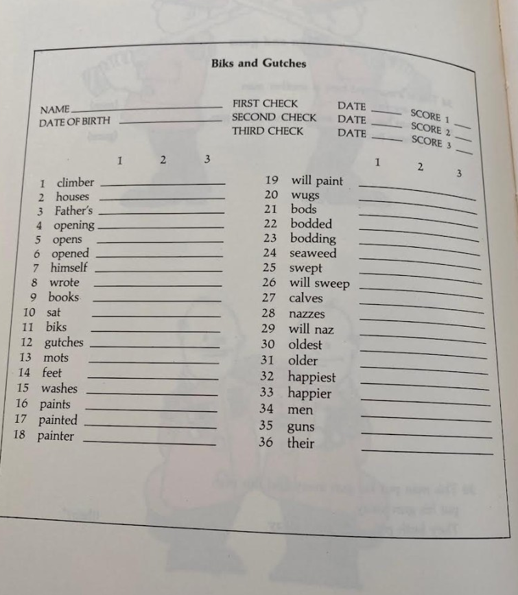 lovethatsmile's tweet photo. Record of Oral Language and Biks and Gutches. This may come as a shock to many people. Dame Marie Clay did use nonsense words to assess children. #statelibraryofvictoria #whyhistorymatters #SOR https://t.co/1DHsZiGiiA