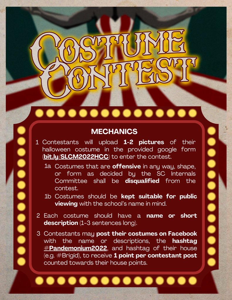 StLukesMSC's tweet photo. We are lifting the curtains and we are starting the freak show! 

Show us your most horrifying and most grotesque costumes. Three winners will receive prizes and house points. 

🪧: Franc Stephen Gloton and John Paolo Janiola https://t.co/sVz1Ai5ftl