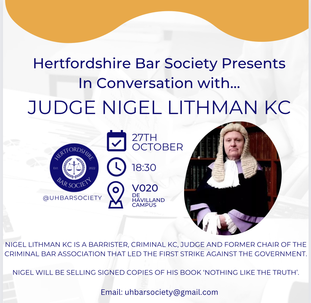 UH_HLS's tweet photo. HLS STUDENTS... a great event this week organised by the Hertfordshire Bar Society! See booking link below:
https://t.co/bw2HG5srOX
#uhbarsociety #eventoftheweek #HLS #lawlegends #criminologychamps https://t.co/QKve3rYsSf