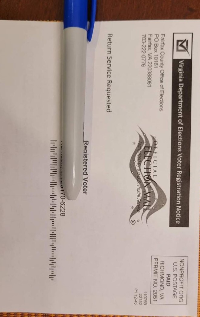 ValeroMarina's tweet photo. Voter Disinformation! @fairfaxvotes @FairfaxDems @GerryConnolly @SheilaOlem @JenniferBoysko

Official FF Votes mailer sent to me listed an incorrect change in polling place. The "new" location listed is 25 minutes away from me. Who sent out this official looking false info? https://t.co/kdkAERiv4f