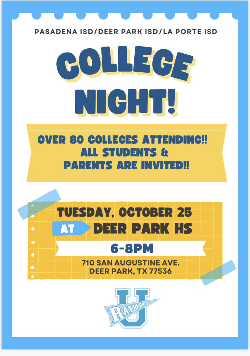 🤠 HEY TEXANS!! Join us tomorrow night for PISD, DPISD, &amp; LPISD College Night! All students, 9th-12th, and parents are invited to attend!!