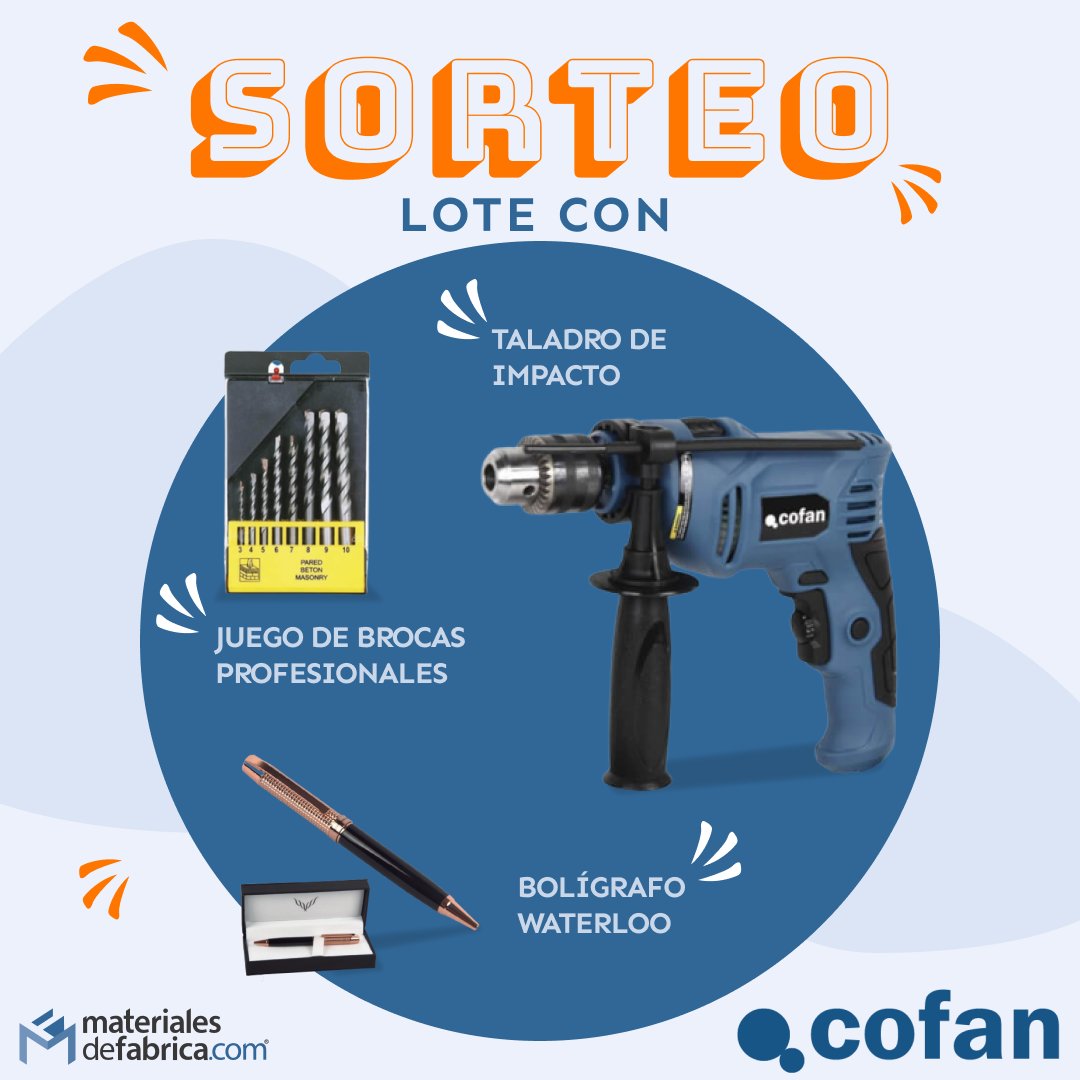 📣 𝗡𝗨𝗘𝗩𝗢 𝗦𝗢𝗥𝗧𝗘𝗢
🎁¡Participa por un lote de <a href="/Cofan_LaMancha/">Cofan S.A</a>!🎁
 
👇¿Cómo participar?👇
✅ Sigue nuestra cuenta @mdefabrica.
✅ Dale LIKE Y RETUIT a esta publicación.
✅ Menciona a 3 personas en un comentario.

📌Más info: bit.ly/3MX4LHO