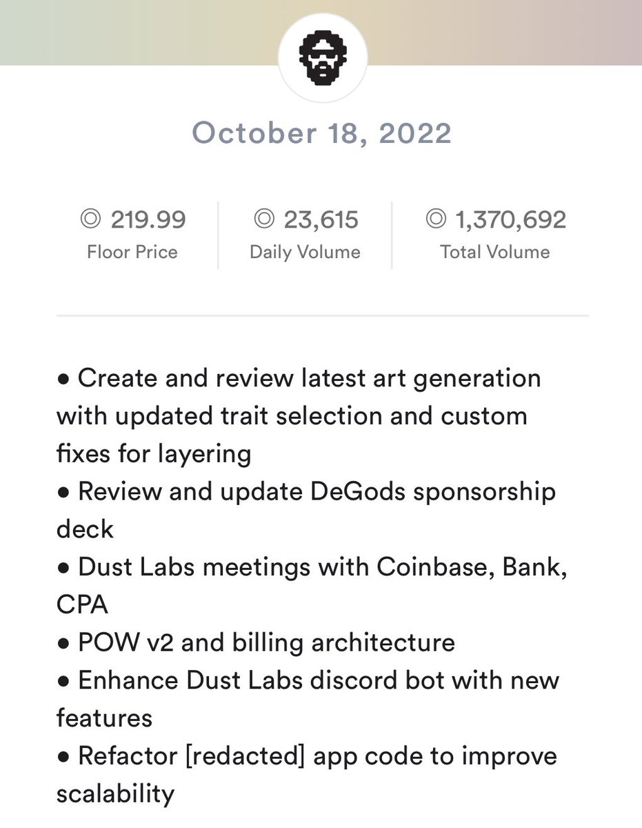 DegenerateNews's tweet photo. BREAKING: @dust_labs MET WITH @coinbase ON OCTOBER 18 - AS PER @DeGodsNFT’S PROOF-OF-WORK TOOL https://t.co/nfDcUUJh0p