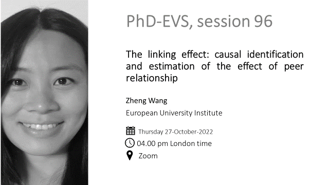 PhdEvs's tweet photo. Join us this Thursday for Zheng Wang 's presentation on the #causal identification strategy and estimation of the effect of #peer relationship.
Register here to receive the zoom link🗓:
https://t.co/SySqajBqe5
#EconTwitter #phdlife #AppliedMicro #EconEd #GenderEcon https://t.co/uW6Gi6emL7