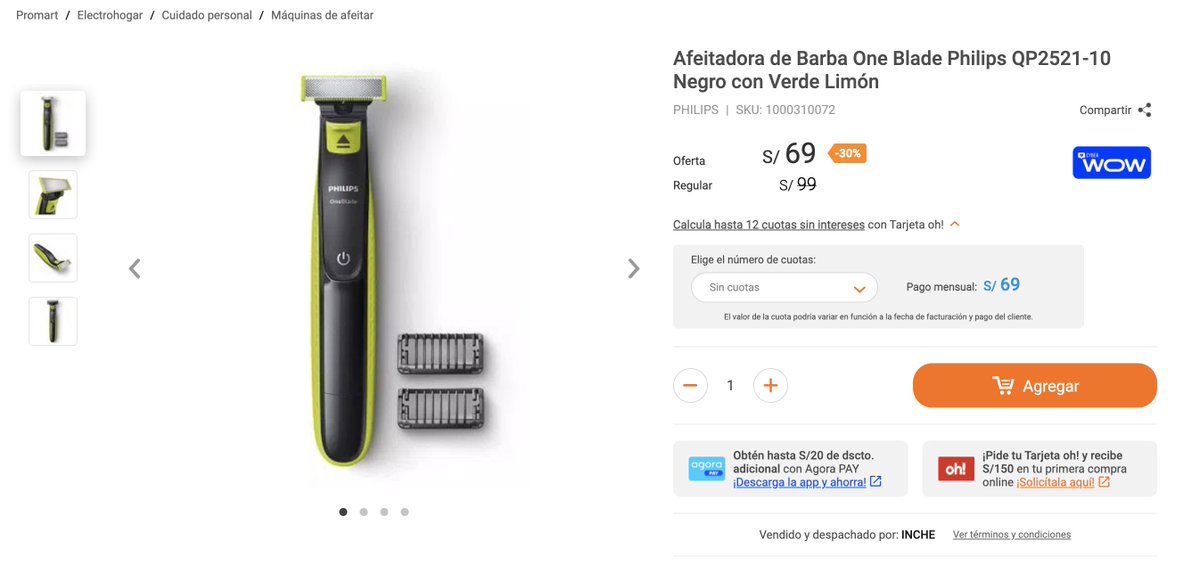 KnastaPeru's tweet photo. Afeitadora One Blade Phillips S/69.00  #CyberWow
https://t.co/a3QL01ou2p https://t.co/GX6ngmhKhS