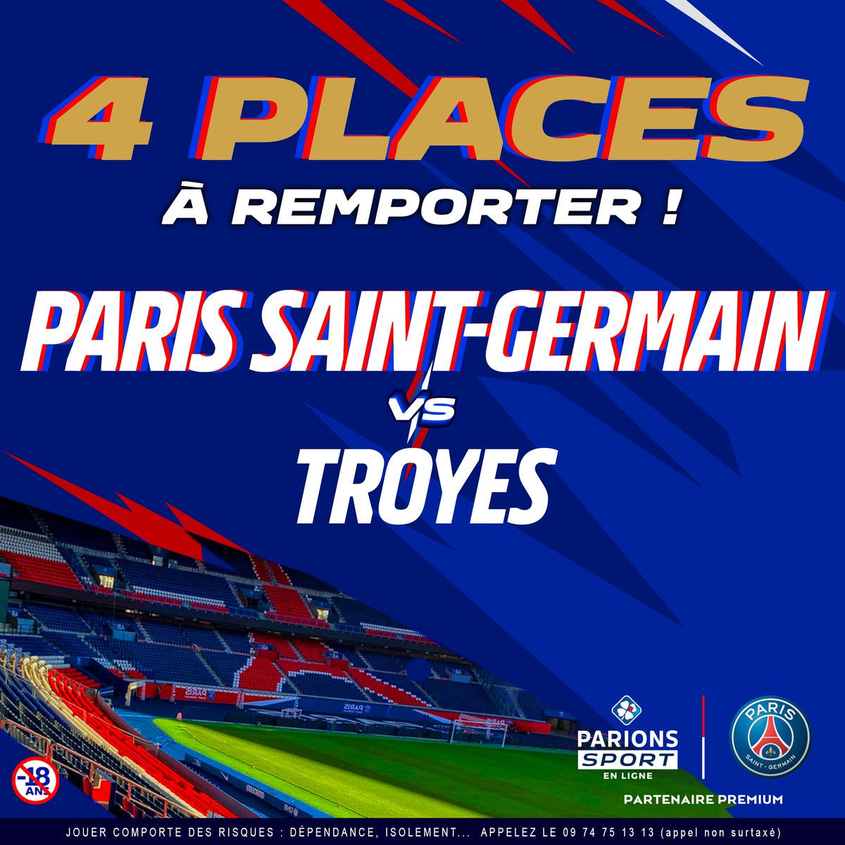 ParionsSport's tweet photo. 🔴🔵 La #TeamPSG, vous aimeriez vibrer au Parc des Princes pour supporter votre équipe de coeur face à Troyes ce week-end ? 

Ça tombe bien, on vous offre 2x2 places ! 

Pour participer:
➡ RT &amp; Follow
TAS jeudi 12h https://t.co/siwauBlKDY