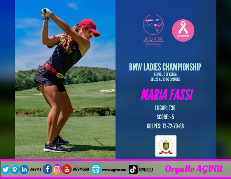 AGVM1's tweet photo. #AGVM | Resultado en la RONDA 4 de las golfistas profesionales del Valle de México que jugaran el "BMW LADIES CHAMPIONSHIP", torneo de la #LPGA 
🤩😎🏅⛳🏆
#OrgulloAGVM 
⛳ #MariaFassi · #CGPachuca 
⛳ #AlbaneValenzuela · #CCCM 

https://t.co/tA6w9AfWFu https://t.co/C9n0gngM2X