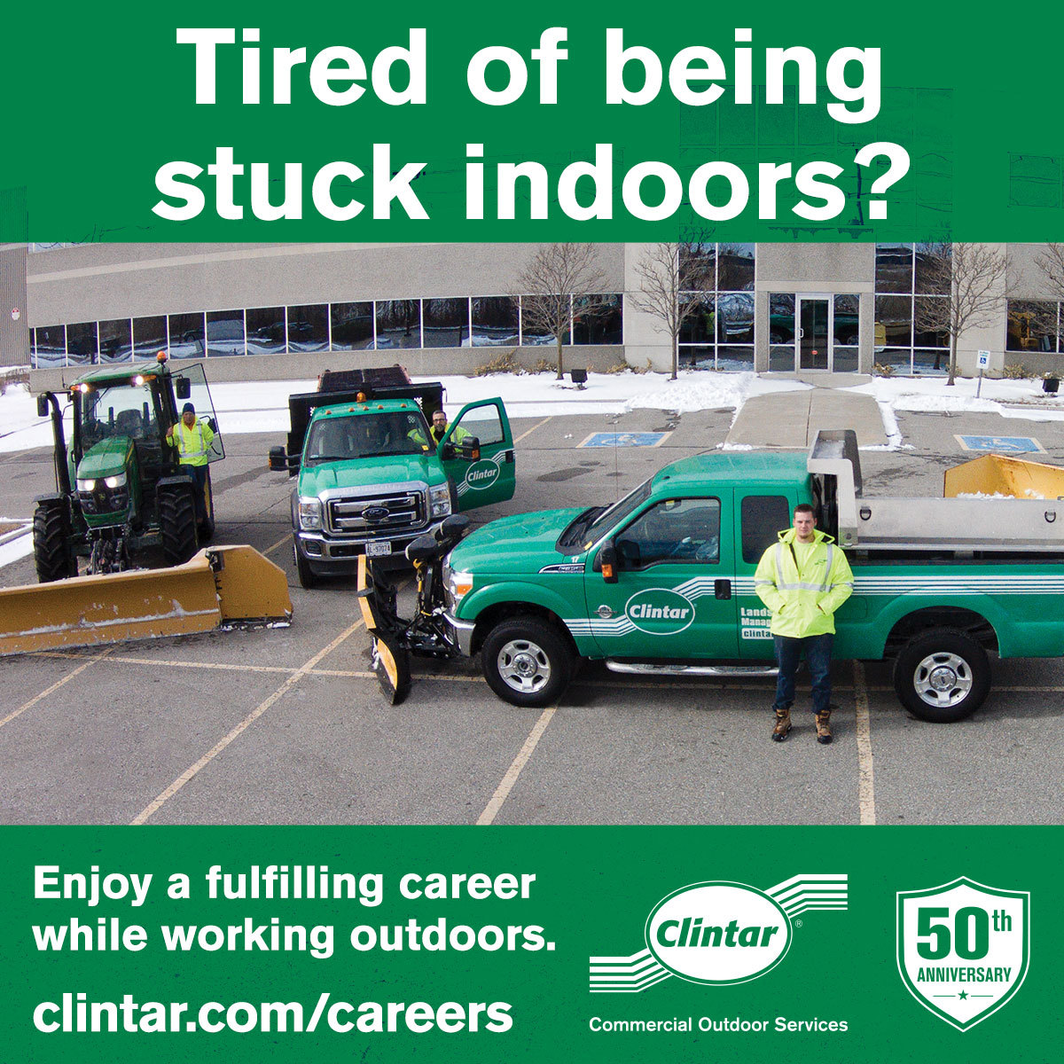 ClintarOffice's tweet photo. Looking for a job that's exciting and always changing? Look no further than Clintar!
We're looking for hardworking individuals to help us with our snow removal services. 

https://t.co/N7K258NavW

#HiringWeek #LandscapingCareers https://t.co/GO0W5vTGrY