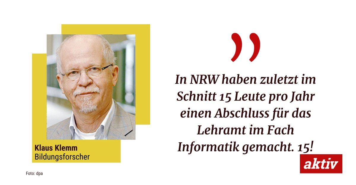 aktiv_online's tweet image. Eine Studie für die Deutsche-Telekom-Stiftung zeigt: Der #Lehrermangel nimmt dramatische Ausmaße an. Das Land NRW zum Beispiel wird bis 2030 nur ein Drittel der Stellen für #Informatiklehrer besetzten können! Lesen Sie hier, welche Lösungen es gibt: ao5.de/1n9