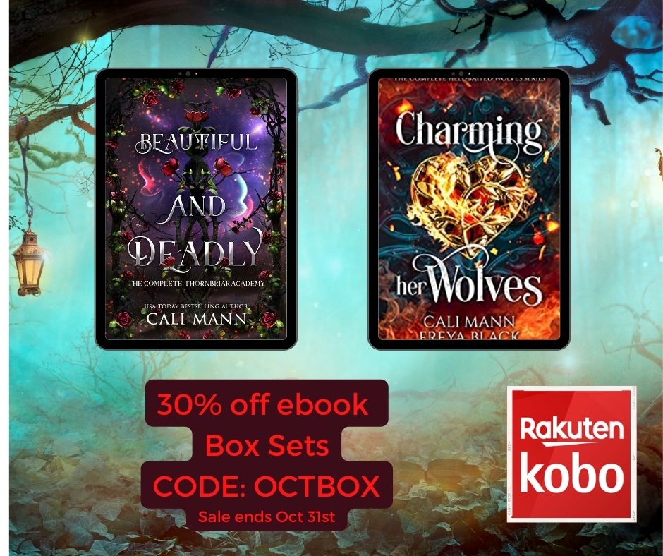 30% off ebook box sets and both of mine are included.  #romancebooks #amreadingromance 
Kobo Only! 
CODE: OCTBOX  
Good until the 31st of October. 

Beautiful and Deadly (Thornbriar Academy) books2read.com/u/m0lqrA

Charming Her Wolves (Hell-Baited Wolves) books2read.com/u/3kL2pO