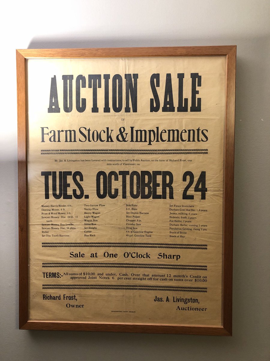 100 years ago today, hard times forced my grandfather to sell of his farm equipment and livestock in Vinemount Ontario.  A low point in our family history for sure but I’m proud to say—it didn’t keep him down!