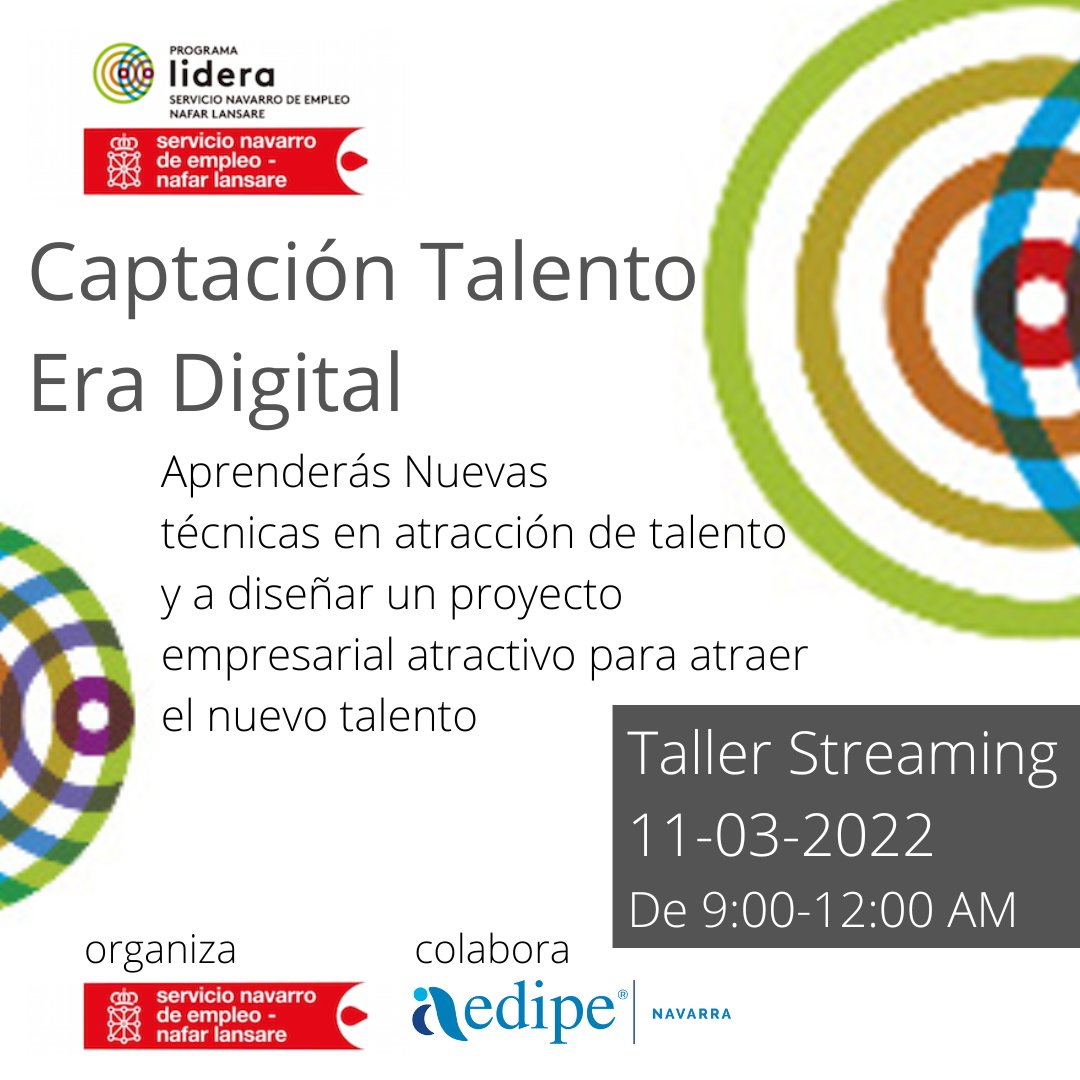 AedipeNavarra's tweet photo. Captación Talento. Era Digital
Taller online con David Martí @Xsfera , Ingeniero Informático @UABBarcelona
INSCRIPCIÓN https://t.co/4OdJKFAH1x
Organiza @empleo_na y colabora @AedipeNavarra
#Lidera_Competitividad #Lidera_Industriascreativas #Lidera_TD #Transformacion_Digital https://t.co/KAFdoHpfMr