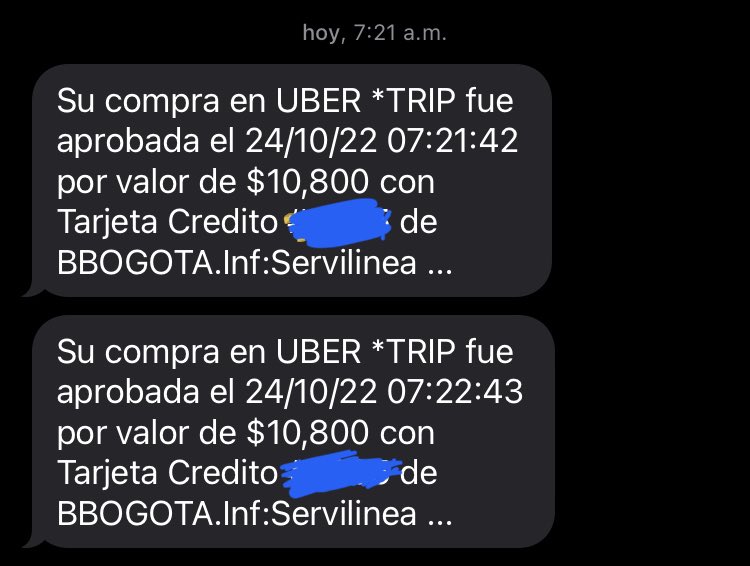 CamilaClap's tweet photo. @Uber_Col me cobraron dos veces el viaje con una diferencia de un minuto, es el colmo, donde en su app puedo reportar este problema? https://t.co/6dZvJp1ZbE