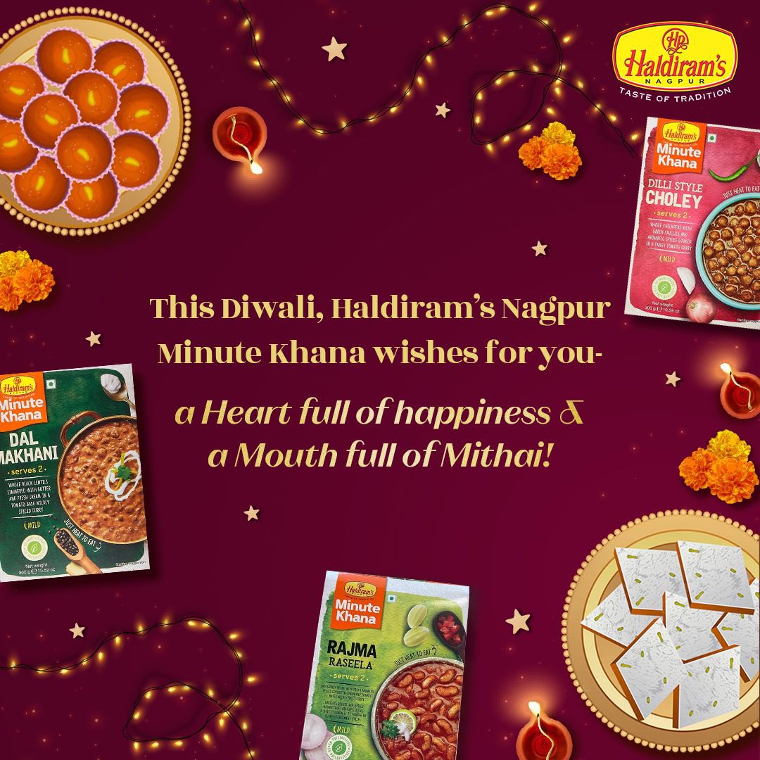 HR_MinuteKhana's tweet photo. Asli Diwali apno aur meethe ke saath hi hoti hai. 
Happy Diwali to you from @HR_MinuteKhana 

#haldirams #haldiramsnagpur #minutekhana #diwaliparty #diwali #festivevibes❤️ #choley #kajukatli #dalmakhani #rajmachawal https://t.co/gGAD21JpdP