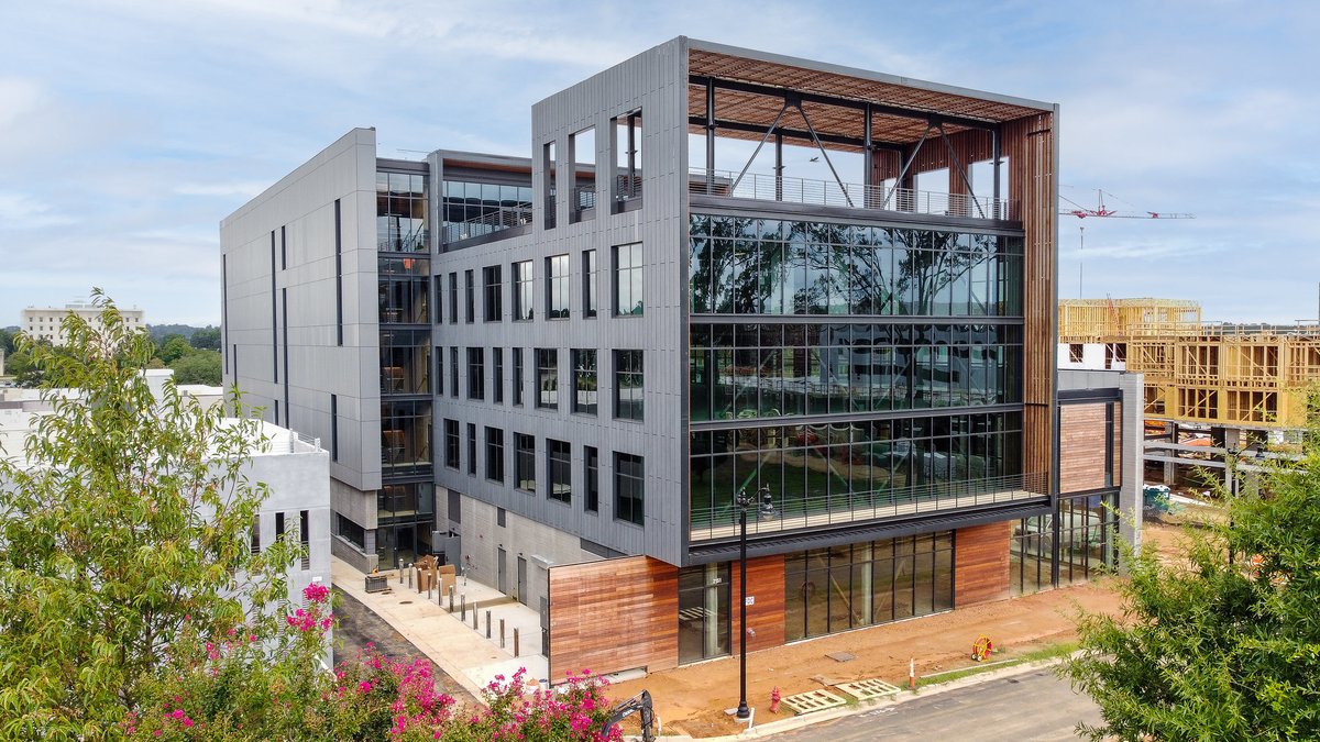 WestLawn features #Cembrit #Patina high-density #fibercement. Constructed w/ mass timber, the 79k sf office bldg is the largest of its kind in the state. Design by <a href="/perkinswill/">Perkins&Will</a>, the structure features 4 floors of offices, retail, a roof terrace &amp; 10 ft windows for max light.