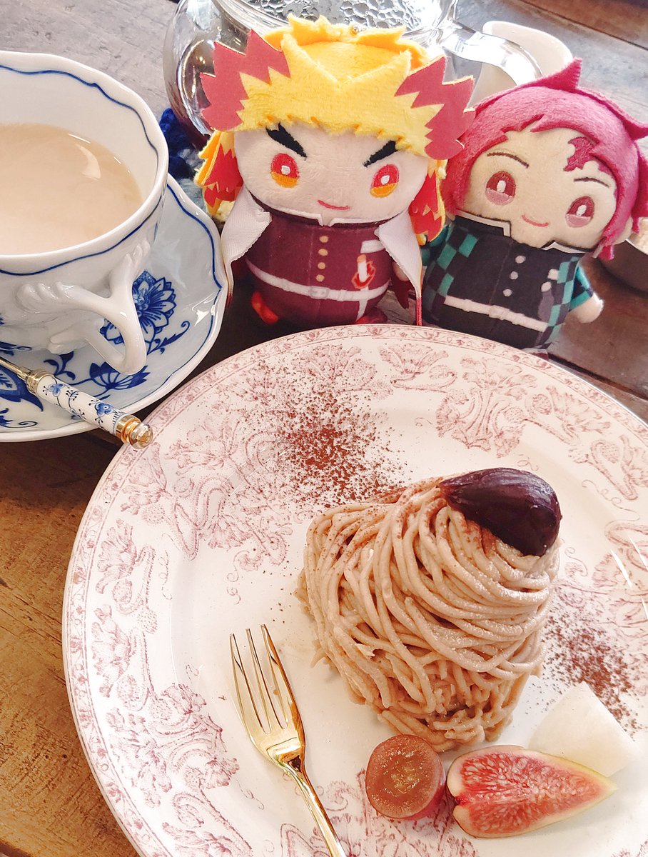 竈門炭治郎 ,煉獄杏寿郎 「今日お友達が連れてってくれたカフェモンブラン美味しかったなぁ… 」|まむ🔥体調不良のイラスト
