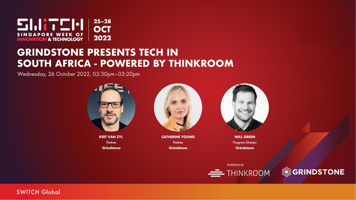 ThinkroomSME's tweet photo. Don’t miss “The state of tech in Africa” at #switch2022 main stage, presented by Grindstone Director @KeetvZ on 26 Oct from 2:30pm. Followed by a panel discussion, this session shares insights into Africa’s #digital #ecosystem and the #opportunities it presents! #startups #SMEs https://t.co/OAgbputq5k