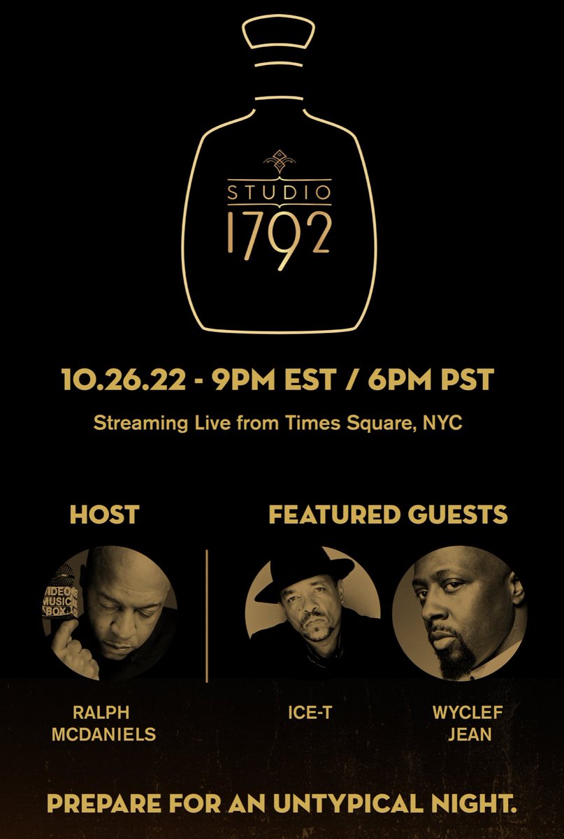 FINALLEVEL's tweet photo. Join me at #Studio1792 for deep Conversations as I toast to the untypical with @videomusicbox @wyclefjean @1792Bourbon
#Sponsored Enjoy responsibly. Must be 21+ “Click to RSVP” https://t.co/AsPT6gVrFG https://t.co/2XH9Oru18C