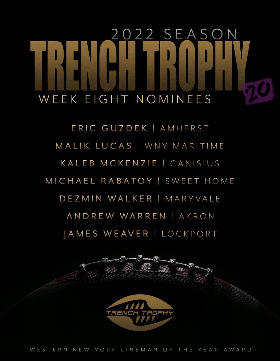 WNYAthletics's tweet photo. And here are this week's @TrenchTrophy Nominees... https://t.co/TXKnz9eqni