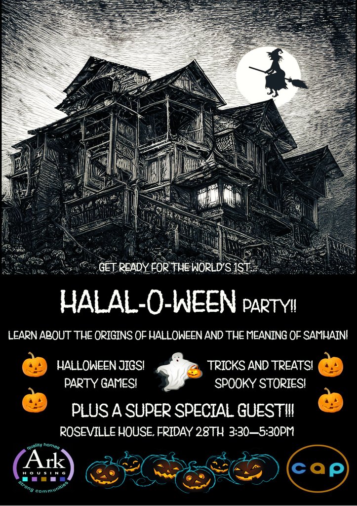 arkhousing's tweet photo. Ark is dedicated to diversity, and excited to share this cross-community, culturally inclusive event! Get ready for Halal-o-ween, an educational adventure into the origins of Halloween! There'll be plenty of tricks and treats too! 🎃 🎃 🎃 https://t.co/s63i6CVIIb