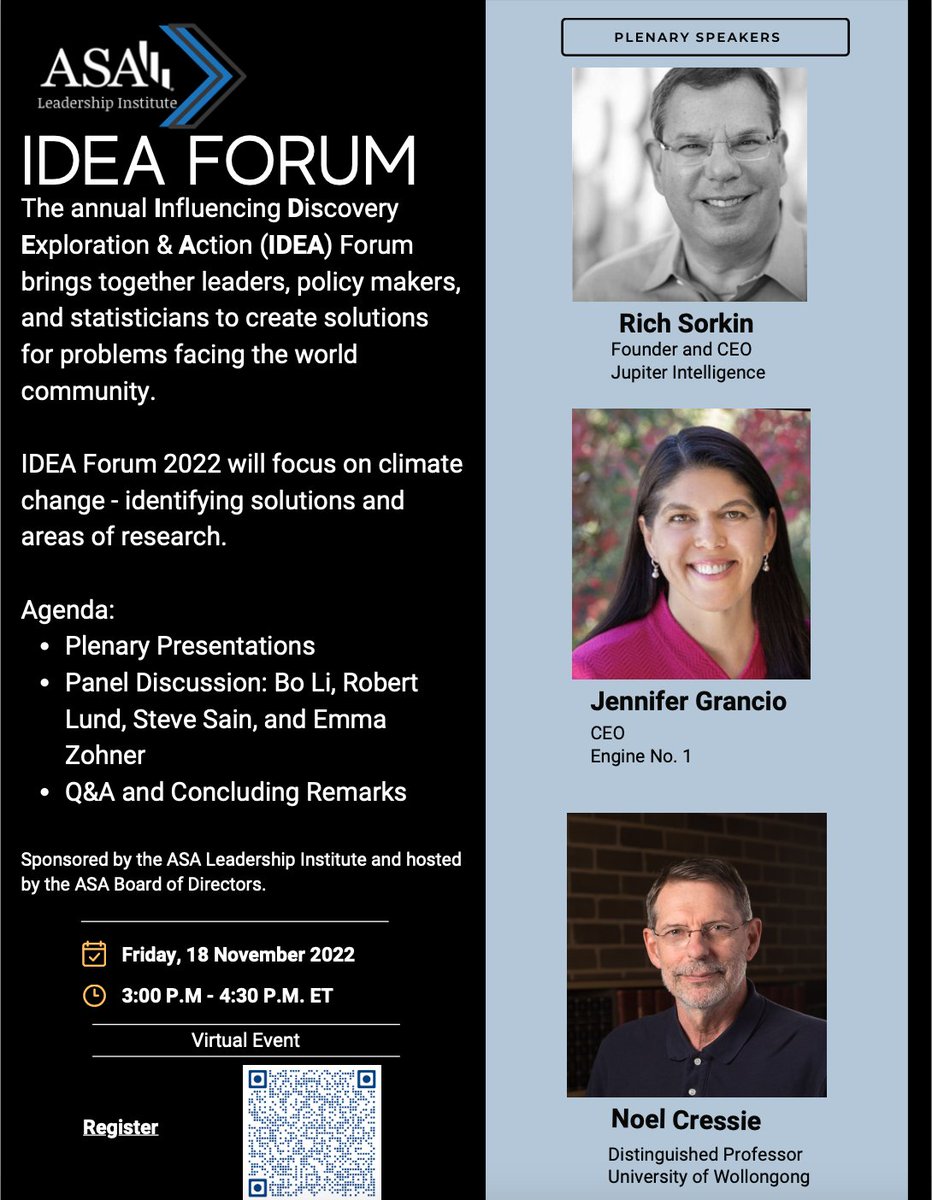 #Educators, register for @AMSTATNews’s IDEA Forum today! Learn about the importance of #statisticians as a driving force to advance impact against climate change: