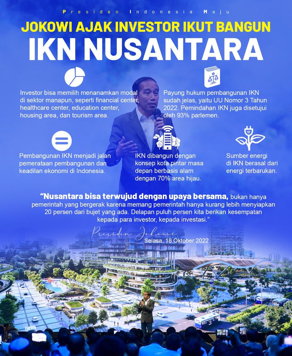 Nusantara bisa terwujud dengan upaya bersama, bukan hanya pemerintah yang bergerak tetapi juga para investor