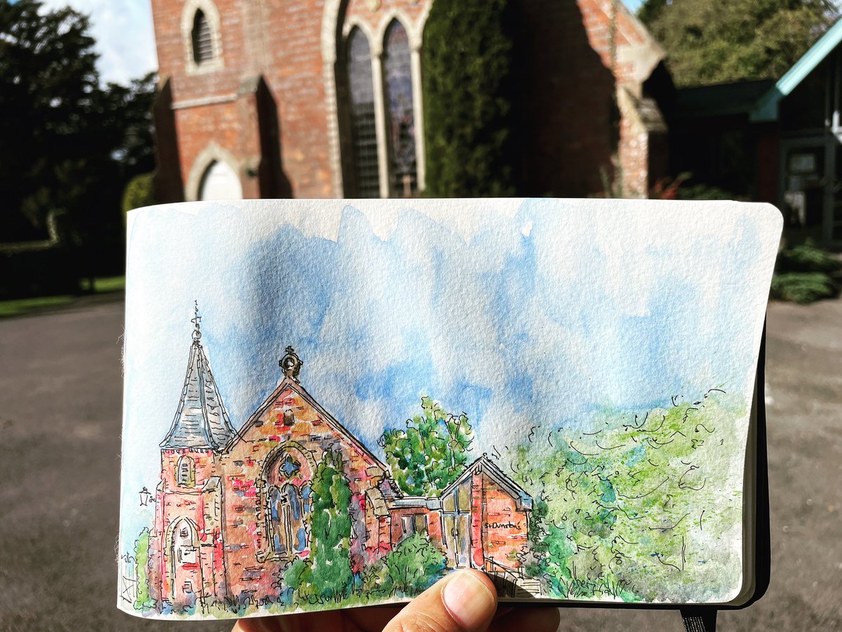 We sat in the car park to sketch St Dunstan’s Church in Ashurst Wood and a lovely lady gave us  coffee and biscuits. 

#stdunstans #church #ashurstwood #eastgrinstead #sussex #historic #art #illustration #watercolour #urbansketch