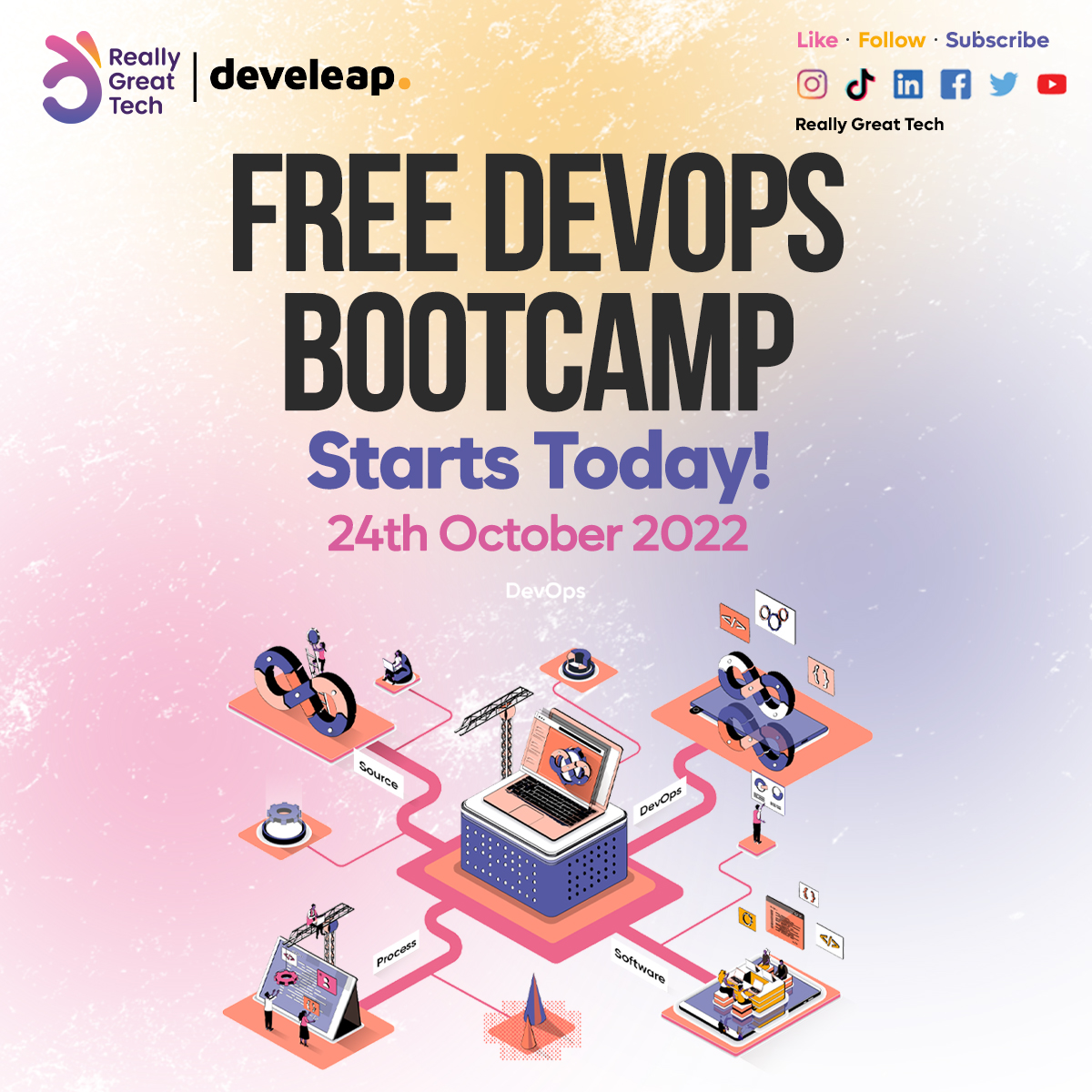ReallyGreatTech's tweet photo. DevOps Bootcamp
An intensive 13 weeks training program being organized in partnership with @develeap.
Get DevOps Diploma and CKA or CSAA Certificate and a job as well.

Connect via https://t.co/FuZuDErzZ9 for update on next bootcamp.
#career #training #devops #rgt #develeap https://t.co/ZIF9wUecR5