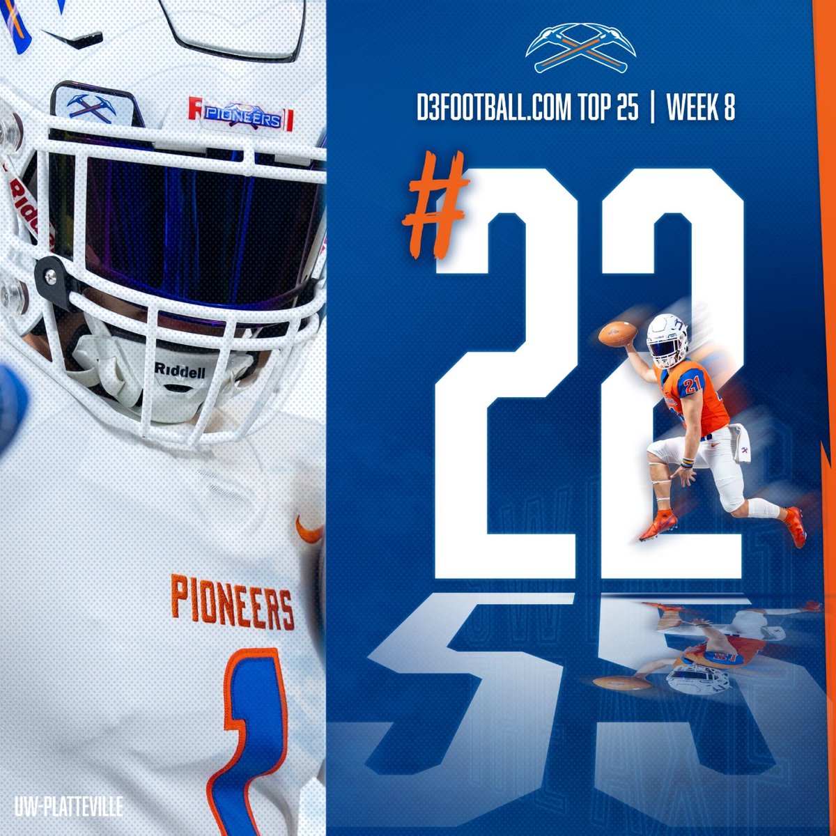 Waking up Monday Morning in the Top 25. ⛏ Always a great day to be a Platteville Pioneer! 🔸🔹#SwingTheAxe