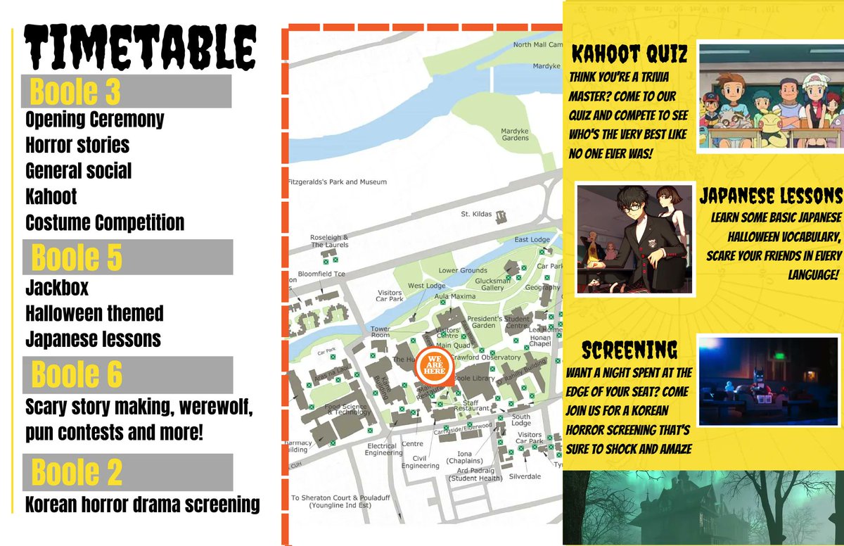 uccscifi's tweet photo. It's that time of year again! Our annual Monster Mash party is taking place this Wednesday the 26th of October at 7pm in the Boole Basement! 

This event is a collab with the Japanese, Chinese, Korean and Harry Potter societies, as well as the Student Union as part of Halloweek! https://t.co/ZDFy2cOgFM