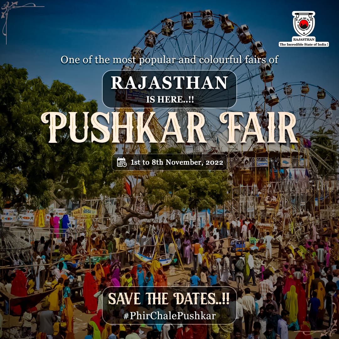 my_rajasthan's tweet photo. The wait is finally over.!!
The Pushkar Fair is unquestionably one of the biggest events in the world, reflecting the rich culture of Rajasthan via glittering activities.
From November 1 until November 8, be ready to see it!
Save the Dates.!
#PhirChalePushkar #FeelTheFestiveVibes https://t.co/mvg1hjvr6i