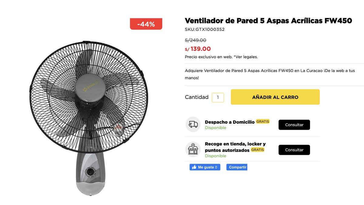 KnastaPeru's tweet photo. Ventilador de Pared 5 Aspas Acrílicas FW450 S/ 139.00
https://t.co/52LQ8J3cNF https://t.co/CmhZnBSBE6