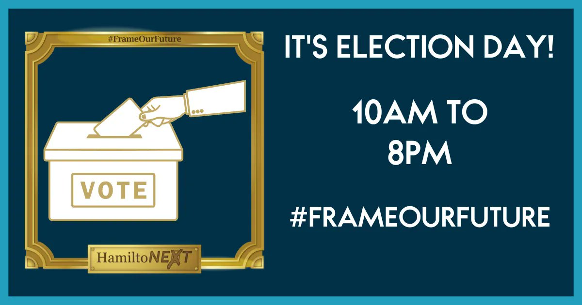 HamiltoNEXTca's tweet photo. Election day in #HamOnt has arrived! Polls are open from 10am to 8pm. Exercise your democratic right and VOTE to #FrameOurFuture #HamiltonVotes2022 #yhmvote https://t.co/f5P9mtOsKo