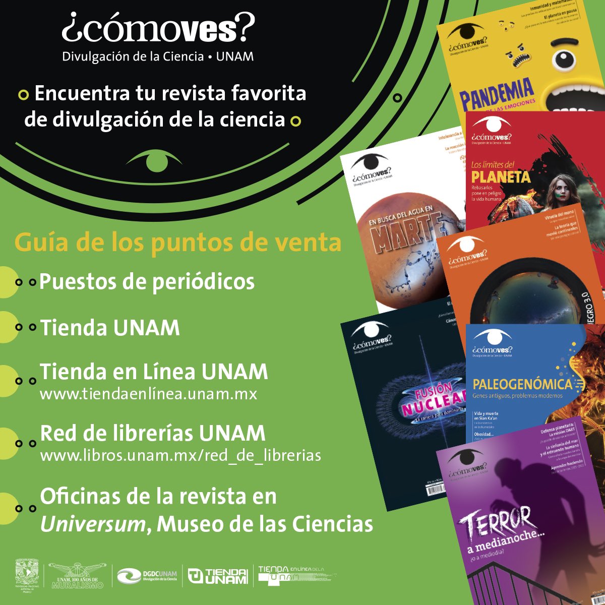 DGDCUNAM's tweet photo. Textos de divulgación científica y avances tecnológicos para todo público. ¡Conoce la @RevistaComoVes!😉

Adquiérela en los diferentes puntos de venta. https://t.co/CBnmwjLTNZ