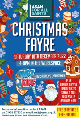 Looking for things to do this holiday season? Our Christmas Fayre is being held on Saturday 10th December 4pm - 8pm If you would like to book a stall at this event please contact raj.t@asan.org.uk #event #christmas #wolverhampton #fayre