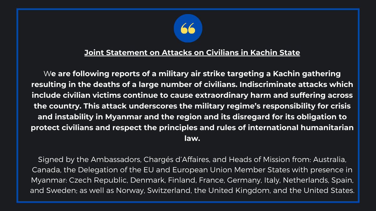 Joint Statement on Attacks on Civilians in Kachin State