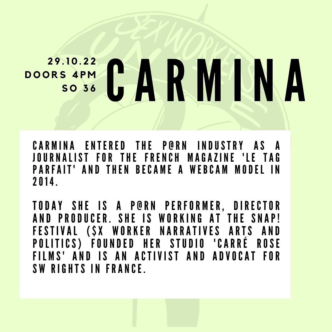 Next up: <a href="/carm_ina/">Carmina Cereza de la Cruz</a> 💜
.
Join our panel <a href="/PFFBerlin/">Pornfilmfestival Berlin</a> <a href="/so36berlin/">SO36</a> 💘
.
#event #panel #berlin #unionise #workersrights