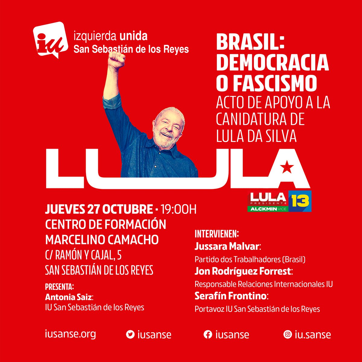 Las elecciones en Brasil el contraponen dos modelos opuestos. El proyecto de #BrasilDaEsperança que representa Lula marca el camino de justicia social y climática que necesita América Latina. El jueves estaré con las compañeras de @iusanse hablando sobre todo lo que nos jugamos.