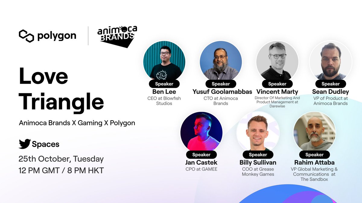LifeBeyond's tweet photo. π Twitter Space β€οΈ Love Triangle π
Join @Vincemarty & @Darewise and meet builders from @animocabrands, @polygonstudios, @blowfishstudios, @TheSandboxGame, @GAMEEToken, @REVV_Racing and @GMGStudios
Tomorrow πhttps://t.co/I6kJvzAdKA
Shoot your questions with #AskLoveTriangle https://t.co/rLCIduOAgY