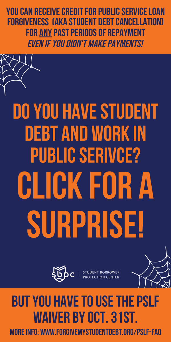 CLICK FOR SURPRISE! (hint: you'll want to see this one if you're a public service worker with student debt!!!) forgivemystudentdebt.org/pslf-faq