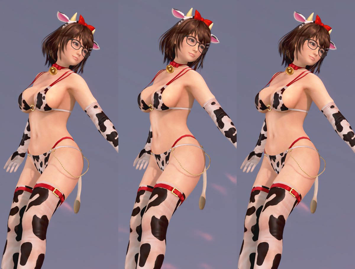 「「モーモ・ビキニ」のつくしちゃん#DOAXVV #立体視 #stereoscop」|ナモルファのイラスト
